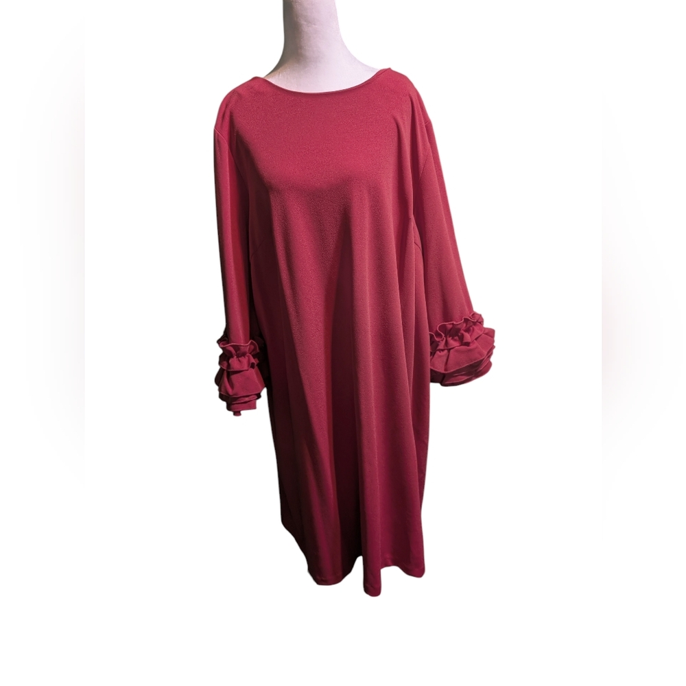 Chic Long Sleeve Red Dress with Ruffle Details